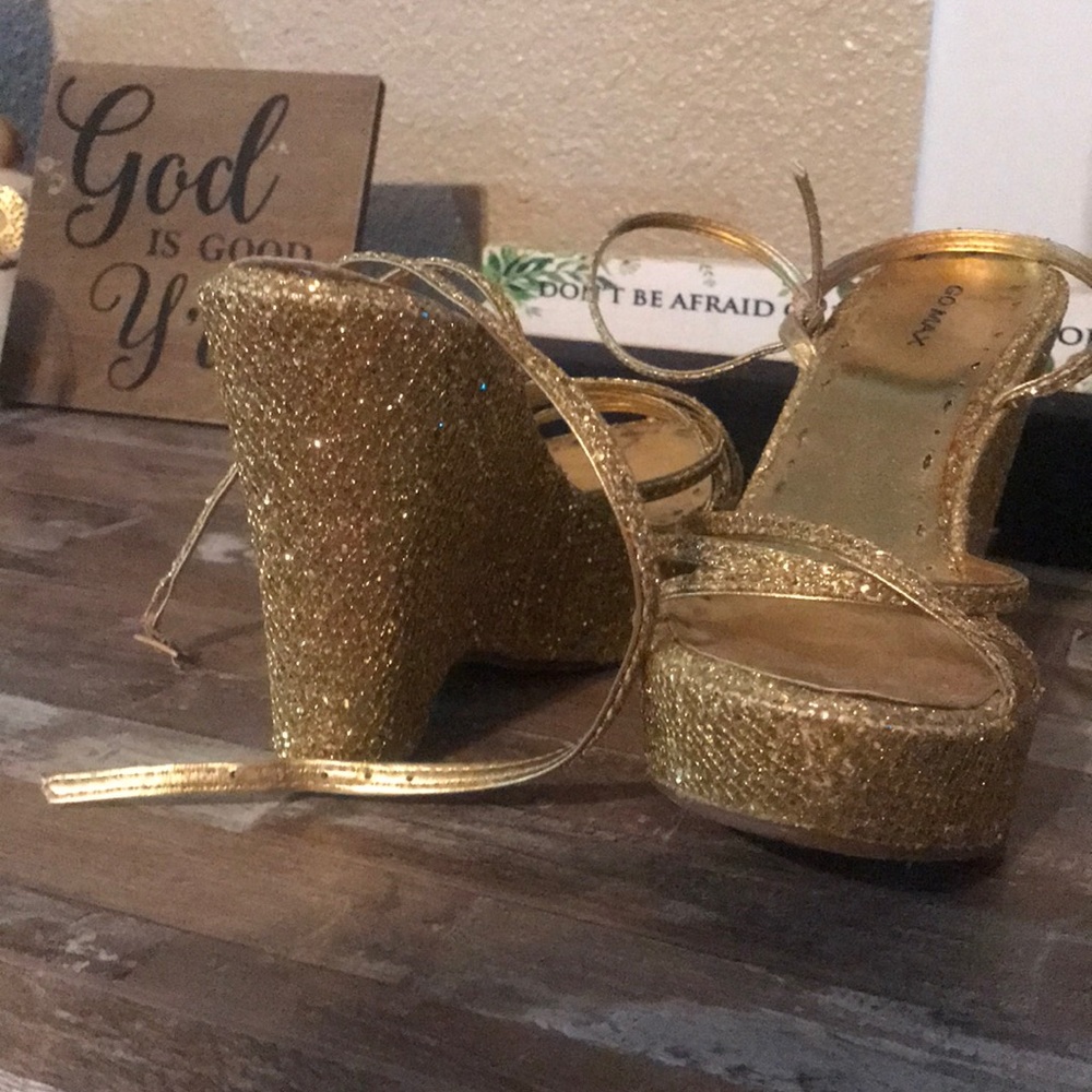Gold glittery shoes